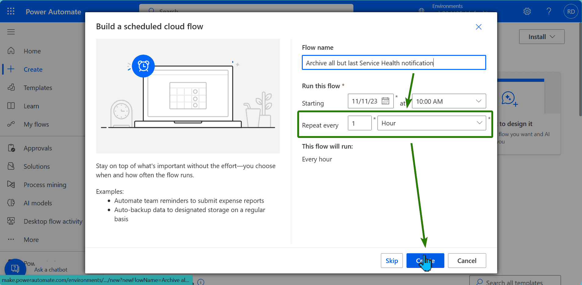 Configuring scheduled flow properties